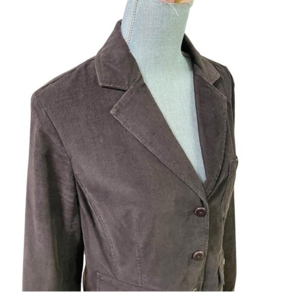 Talbots Chocolate Brown Corduroy Stretch Blazer Sz 14  Excellent Condition - Picture 5 of 11
